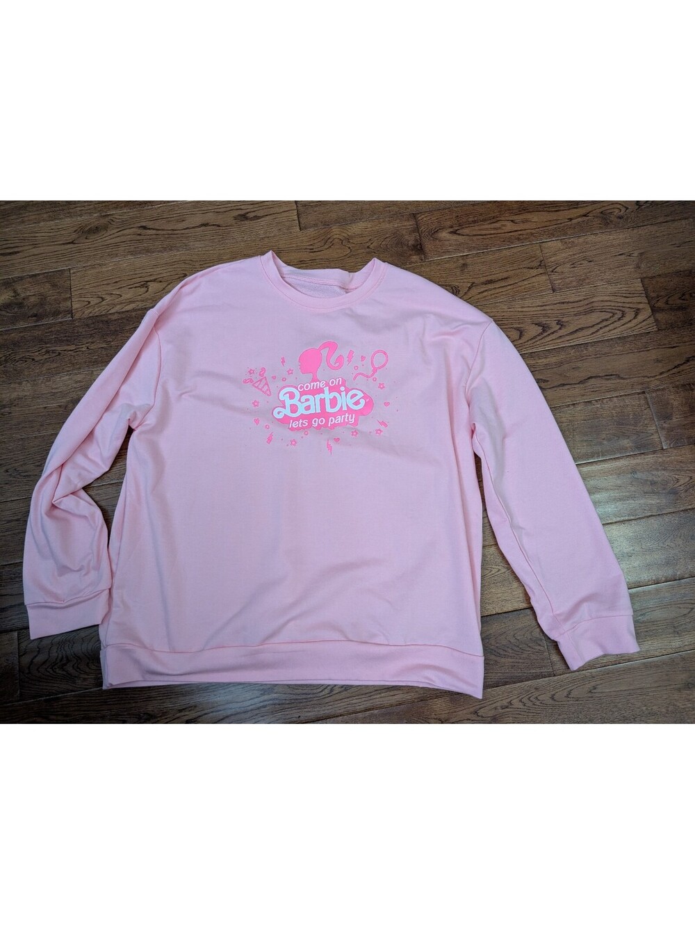 Barbie Sweatshirt Pink Come On Barbie Let's Go Party Size 2XL